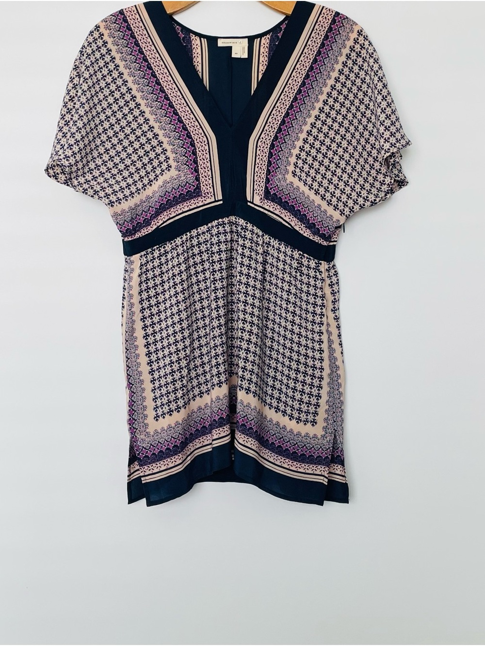 Meadow Rue Navy Tunic with Blush and Purple Accent Borders